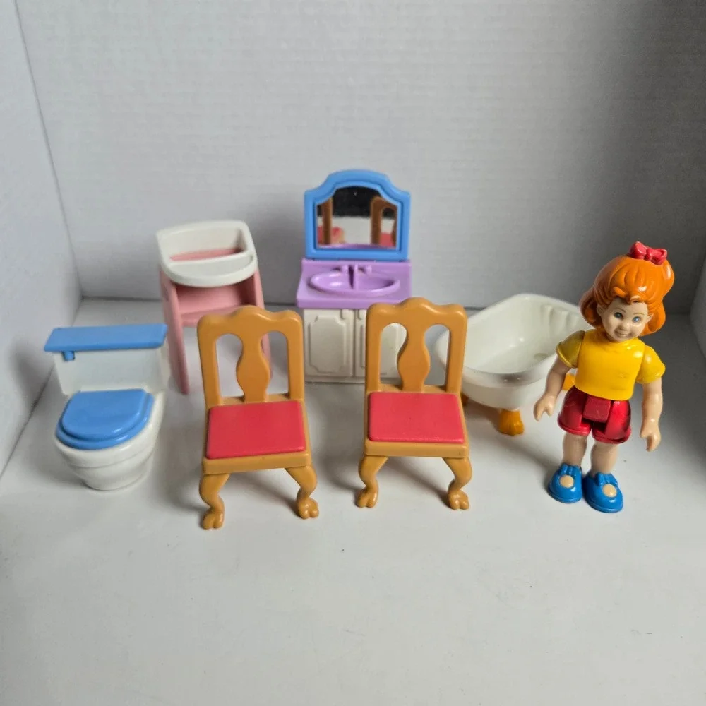 Little Tikes Grand Mansion Dollhouse Furniture Lot of 7 Pieces With Doll Vintage